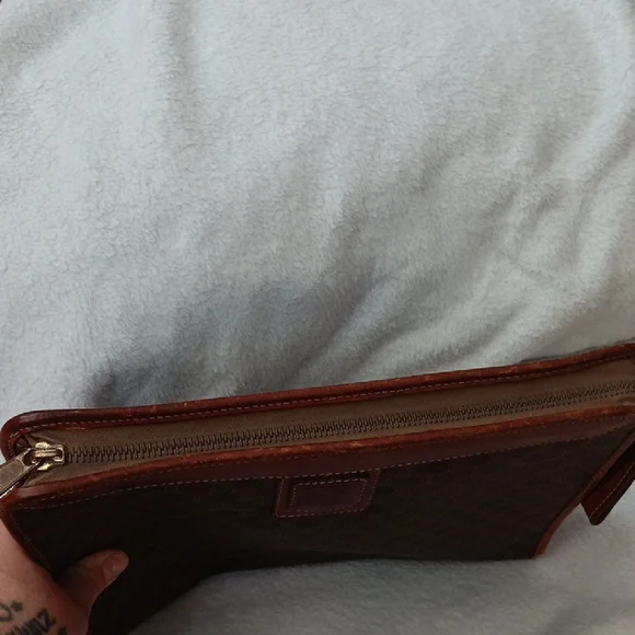 Celine Brown Toiletry Bag with Leather Trim - Picture 5 of 14